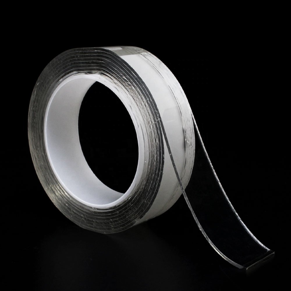 1- Custom Logo Package Removable Recyclable Washable Transparent Color Double Sided Nano Mounting Self Adhesive Tape