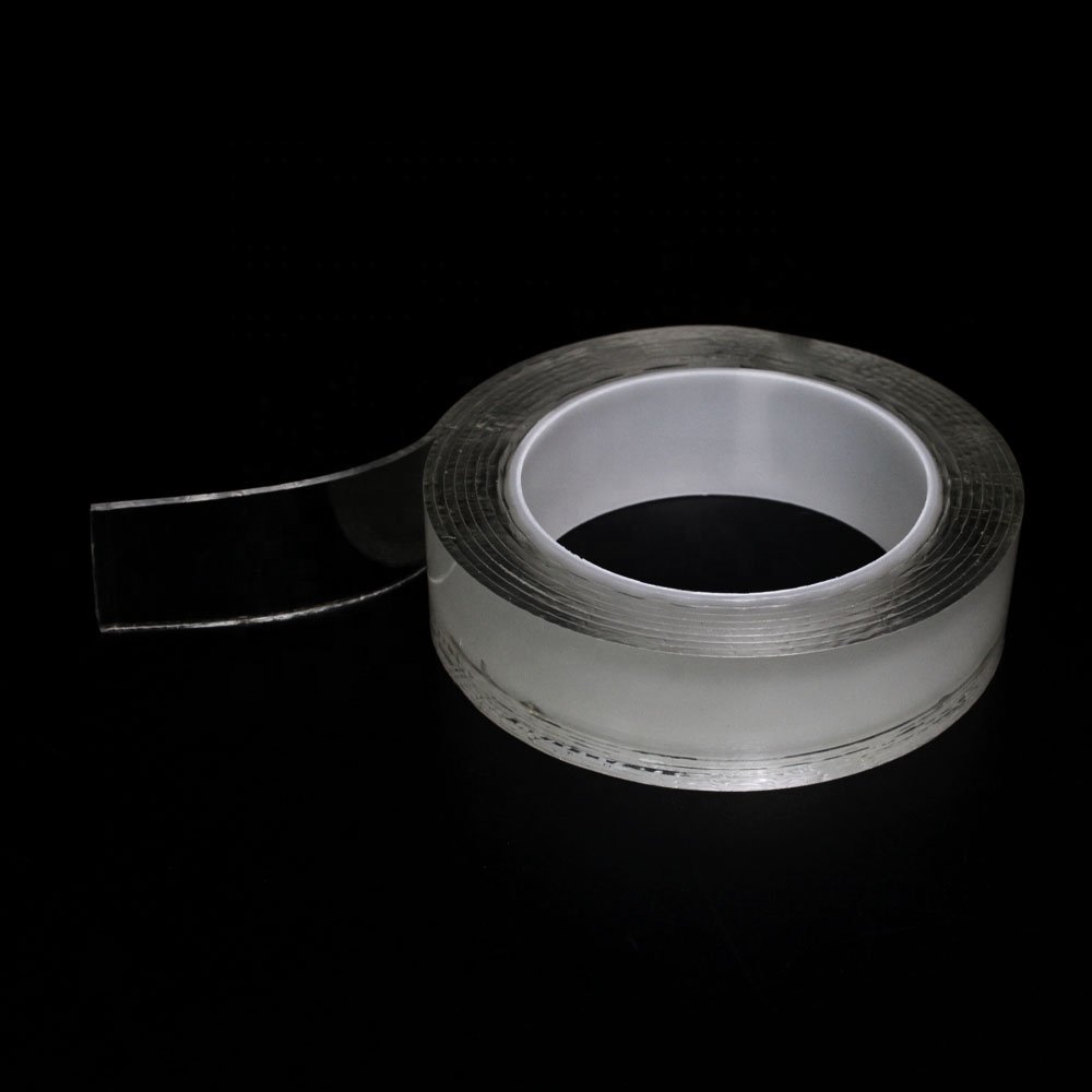 1- Custom Logo Package Removable Recyclable Washable Transparent Color Double Sided Nano Mounting Self Adhesive Tape