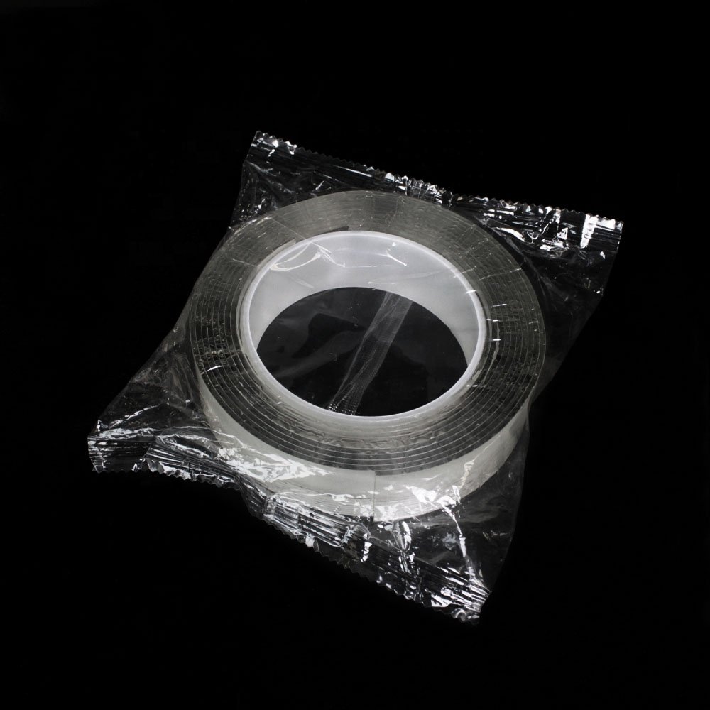 1- Custom Logo Package Removable Recyclable Washable Transparent Color Double Sided Nano Mounting Self Adhesive Tape