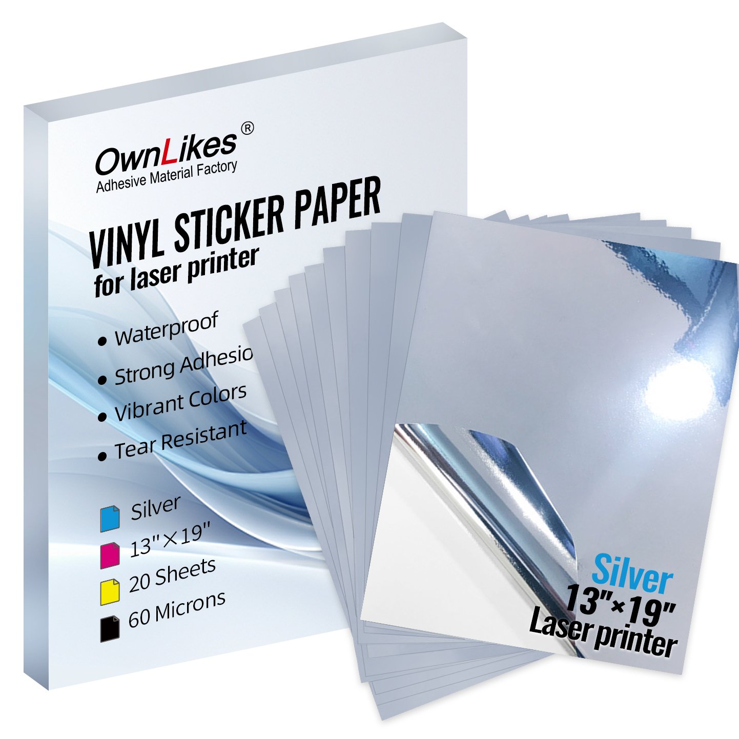 Custom Printed 13\"*19\" A4/A3 Size Glossy Vinyl Sticker Paper 8.25\" X 11.7\" for Laser Printer Acrylic Adhesive for Masking