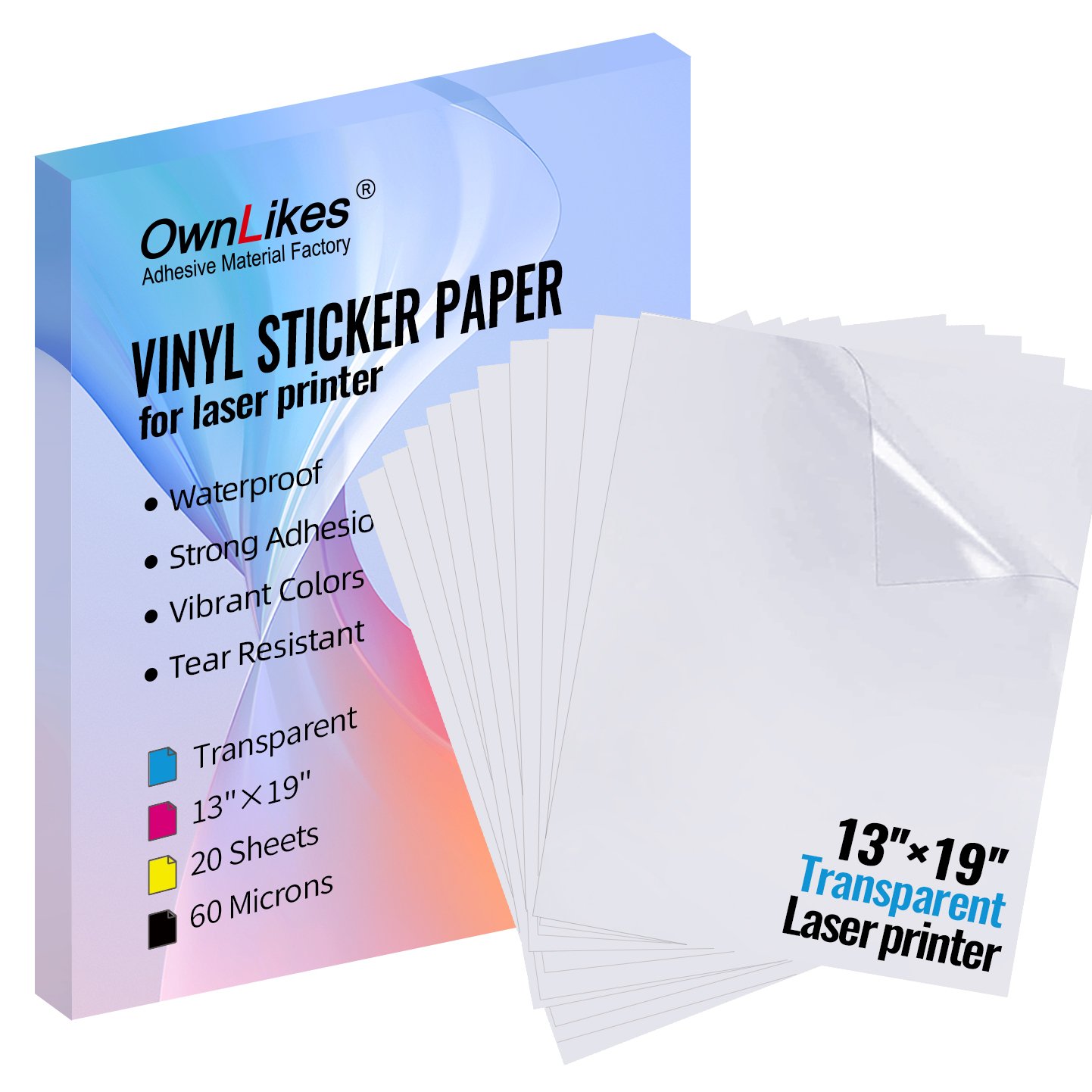 Custom Printed 13\"*19\" A4/A3 Size Glossy Vinyl Sticker Paper 8.25\" X 11.7\" for Laser Printer Acrylic Adhesive for Masking