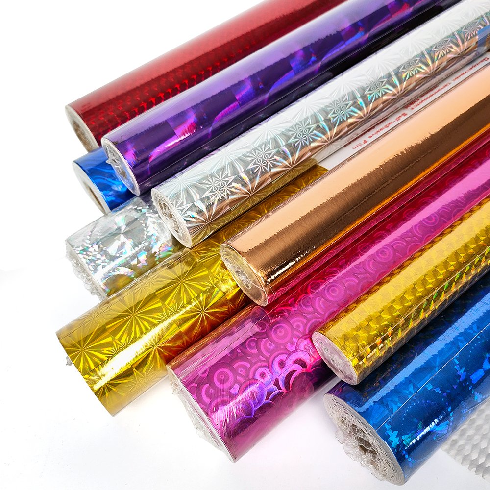 Different color popular 3d self adhesive transparent laser holographic laminate paper roll film