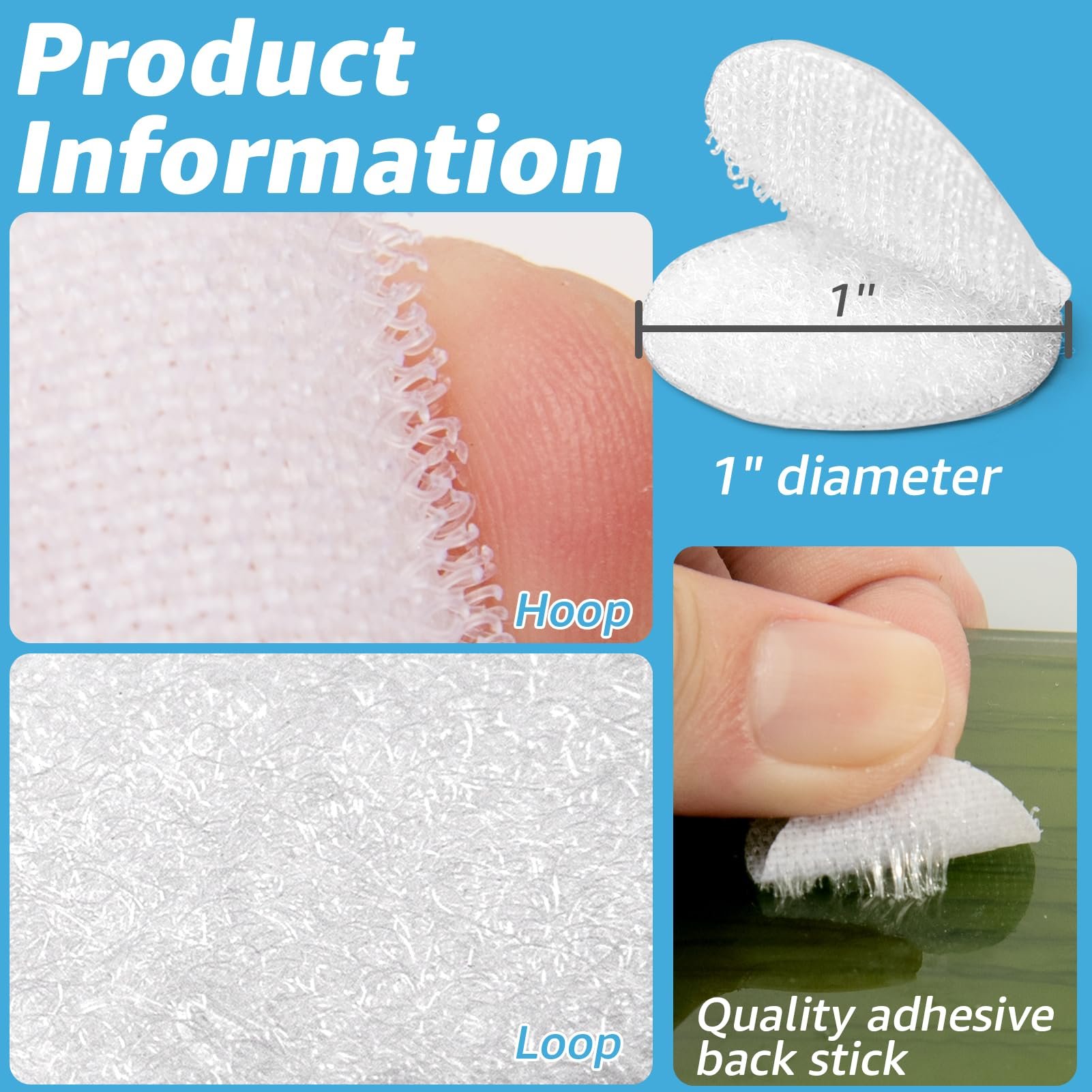 Self Adhesive Dots,Strong Adhesive Diameter Sticky Back Nylon Dots,Hook&Loop Dots Sticky Glue Tapes for Classroom,Office, Home