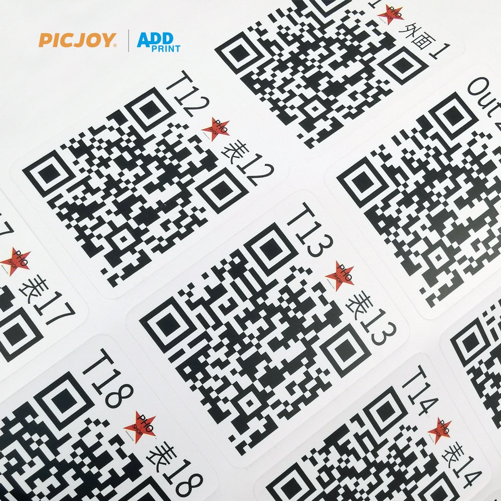 Waterproof QR code adhesive sticker variable data bar code sticker printing
