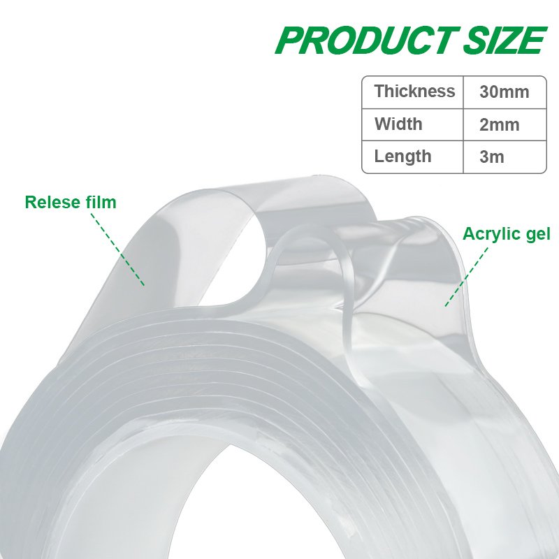 Custom Self Adhesive Multipurpose Fashion Transparent Acrylic Reusable Clear Nano Grip Tape Diy Double Sided Adhesive Tape
