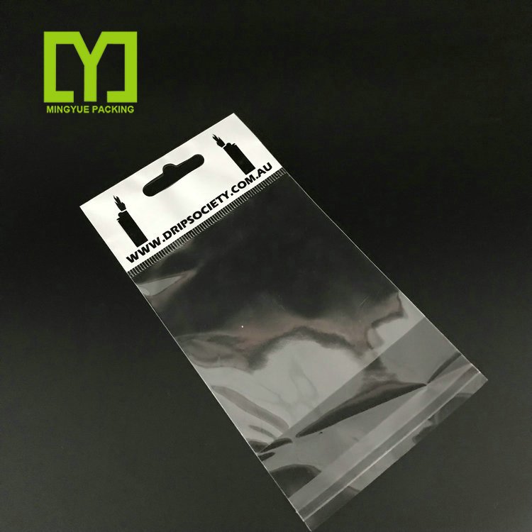 Wholesale Custom Logo Plastic Printing Header Bag Transparent Opp BOPP Bag With Adhesive Tape