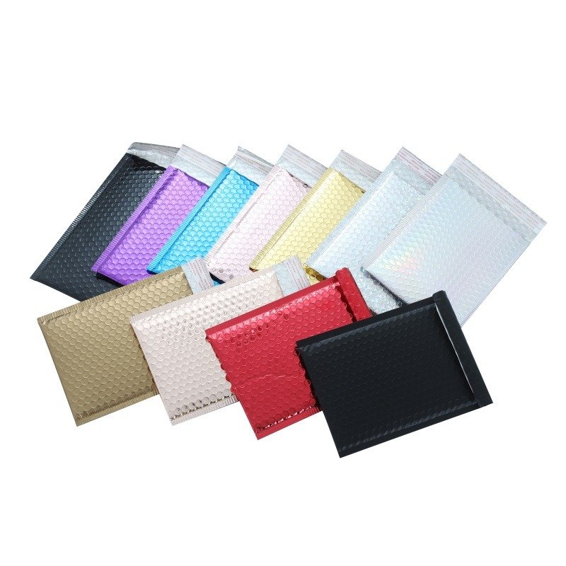 Custom Your Brand Logo Gold Metallic Mailer Envelope Padded Postal Satchels Bubble Packaging Shipping Mailing Bags