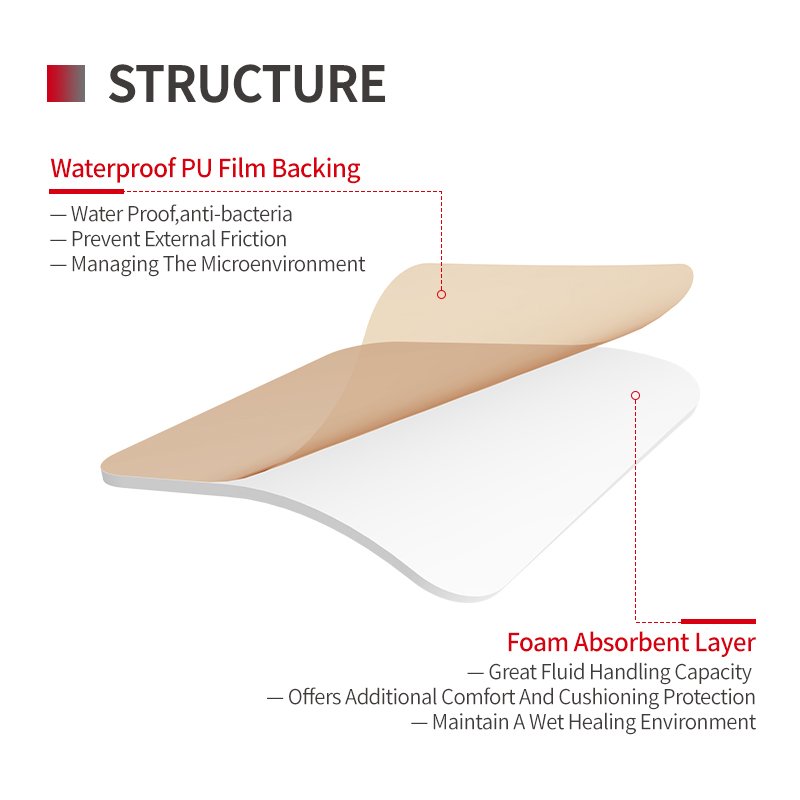 Alexer Non Adhesive Foam Dressing 5mm Thickness Soft PU Foam Dressing with Foam Pads