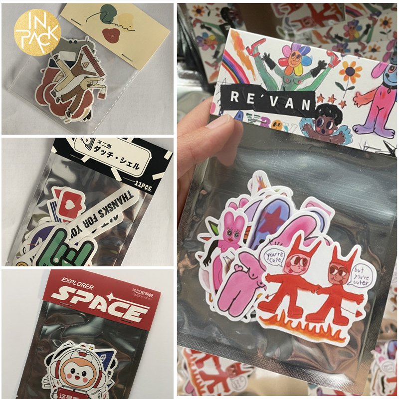 IN PACK Custom Name Print Removable Adhesive Sticker Labels LOGO Waterproof PVC Vinyl Promotional Bumper Stickers Printing