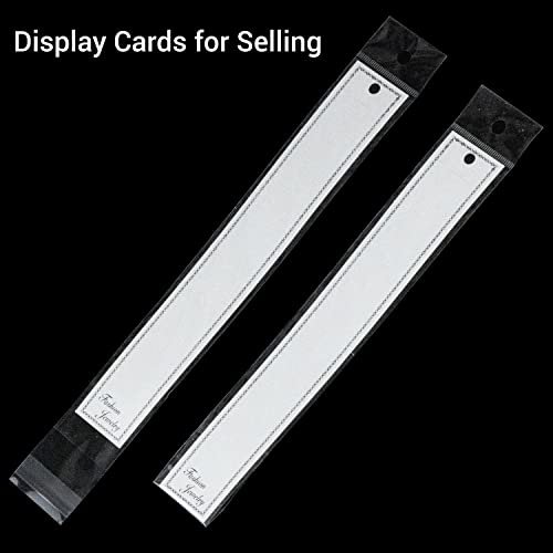 Jewelry Display Cards with Plastic Self Adhesive Bags Extra Long White Paper Showing Tags for Bracelet Necklace Card Holders