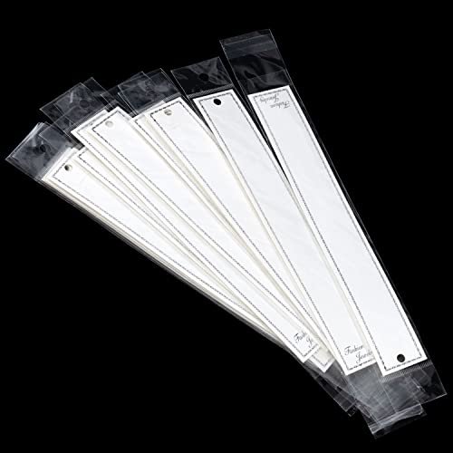 Jewelry Display Cards with Plastic Self Adhesive Bags Extra Long White Paper Showing Tags for Bracelet Necklace Card Holders