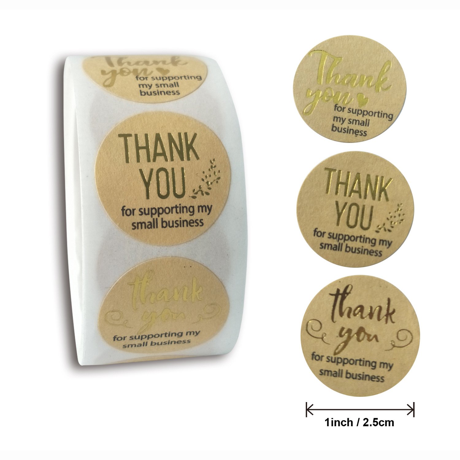 1 inch Kraft Paper Packaging Label Print Stickers Etiquetas Adhesive Thank You Stickers For Small Business Etiquettes Logo