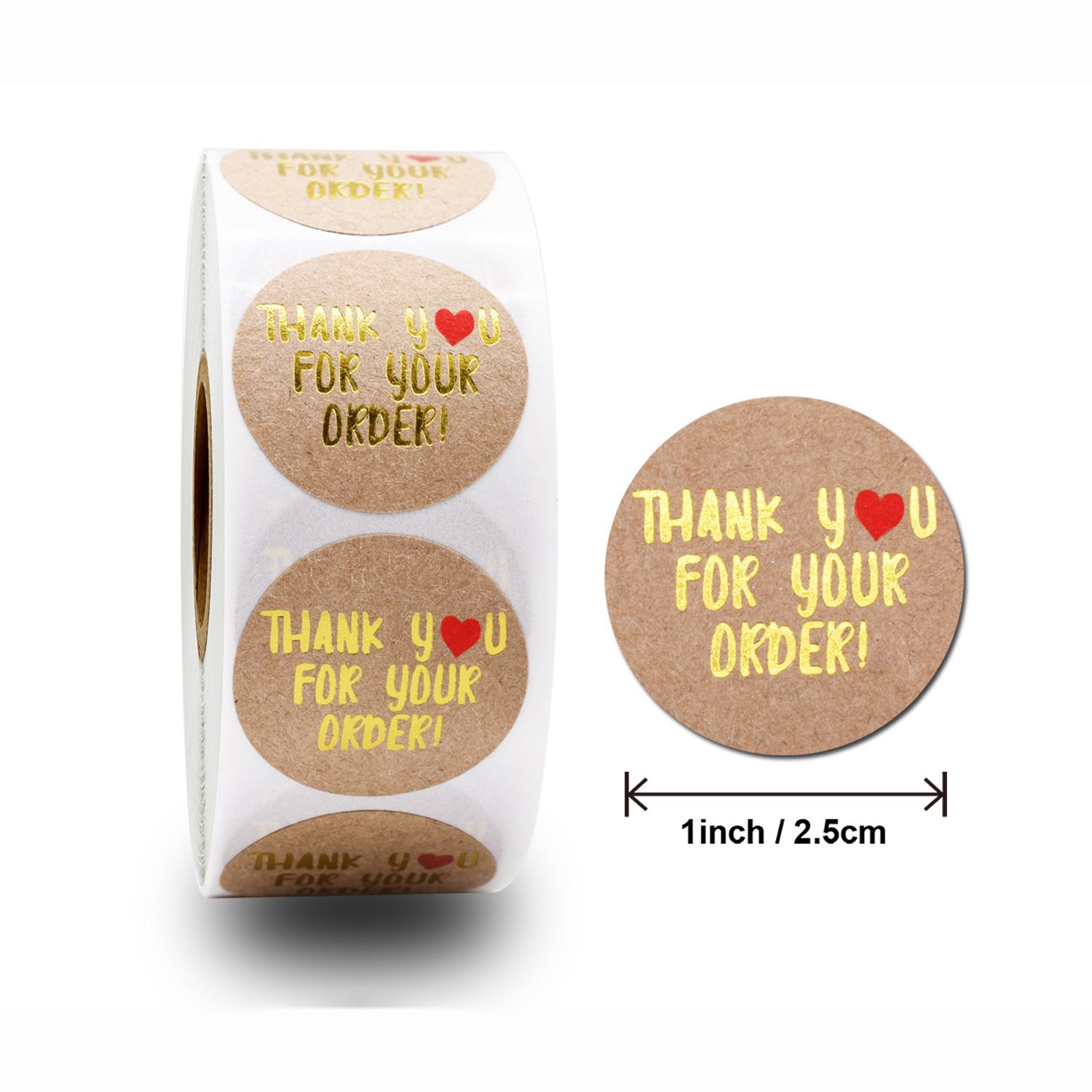 1 inch Kraft Paper Packaging Label Print Stickers Etiquetas Adhesive Thank You Stickers For Small Business Etiquettes Logo