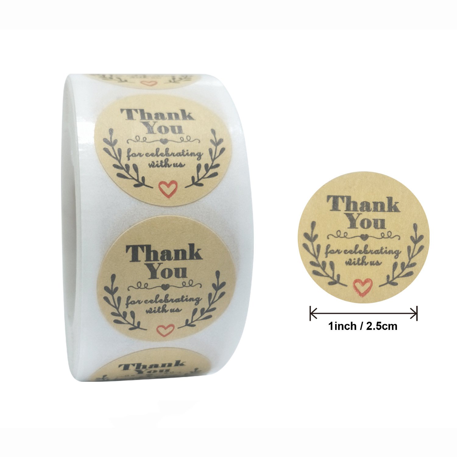 1 inch Kraft Paper Packaging Label Print Stickers Etiquetas Adhesive Thank You Stickers For Small Business Etiquettes Logo