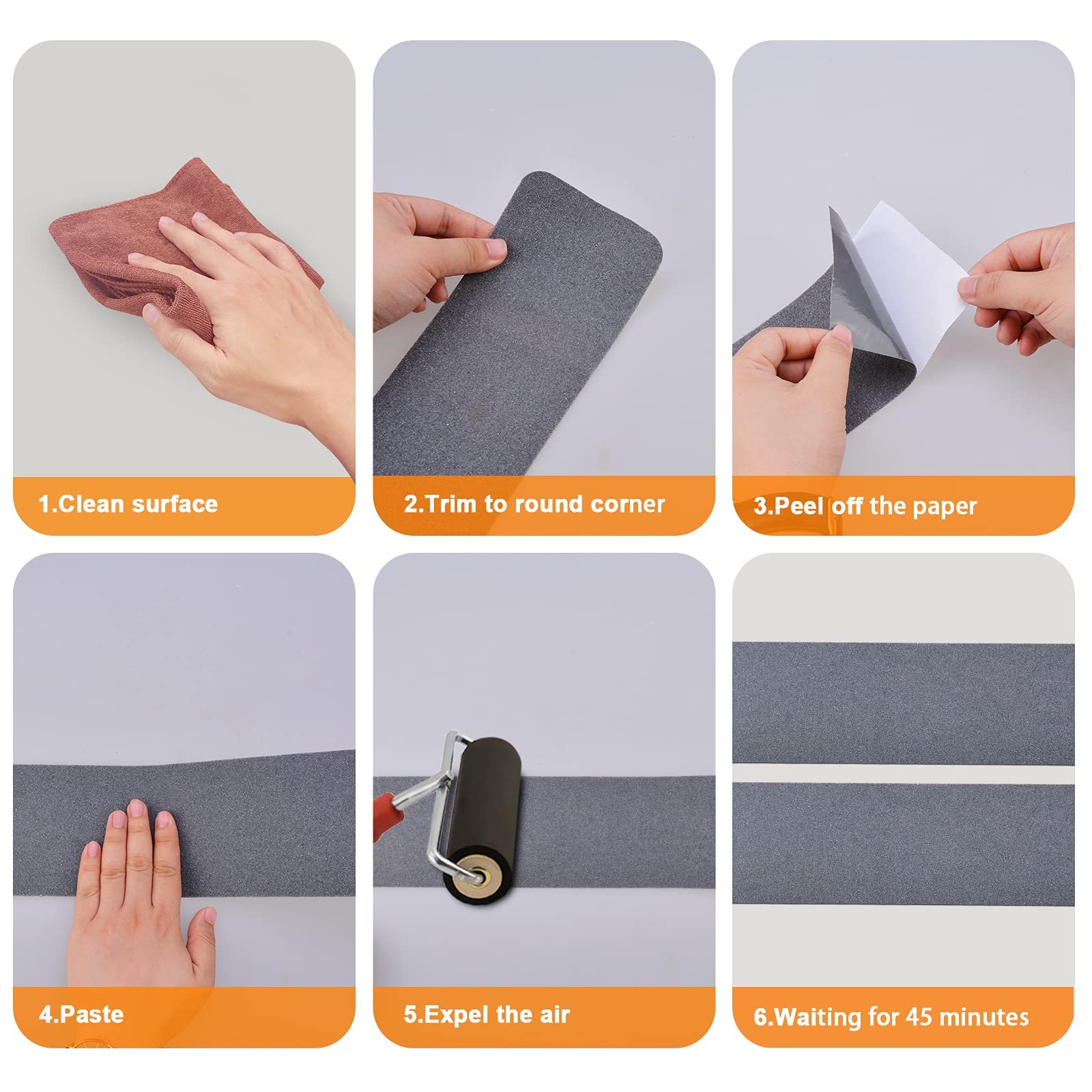 China Factory Custom Wholesale Waterproof High Rubber anti-slip tape Self-adhesive Strip with Not Easy Leaving Adhesive Residue
