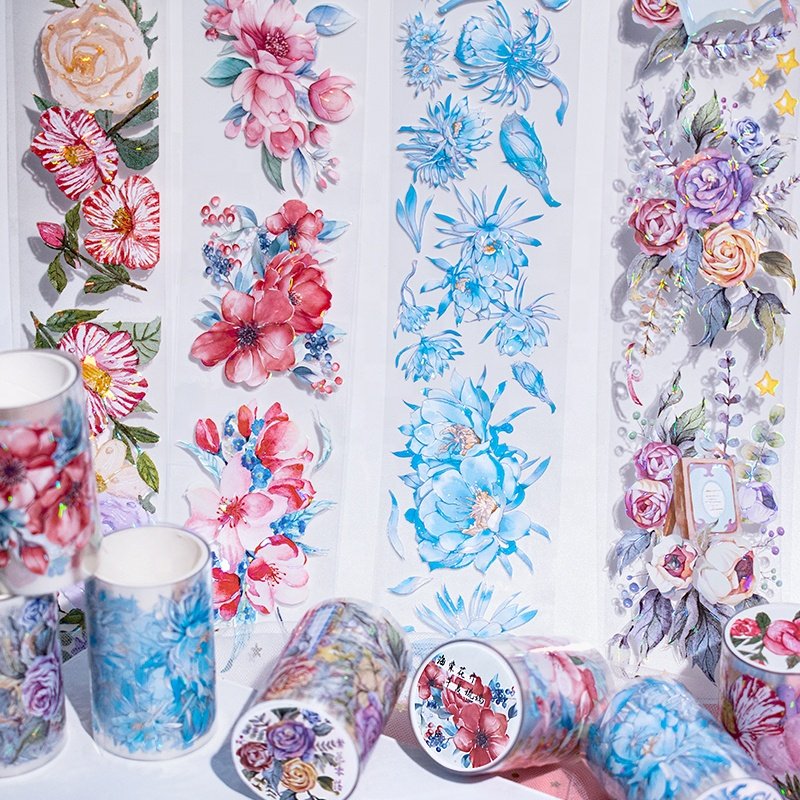 Printing Pretty Florals Washi Tape Set 50mm 60mm Wide Pet Tape With custom loop infinitely patton