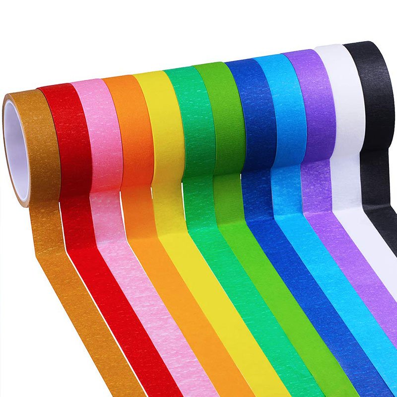 Paper Wall Paint Multi Color Rubber 165U Colorful Crepe Manufacturing Masking Adhesive Tape