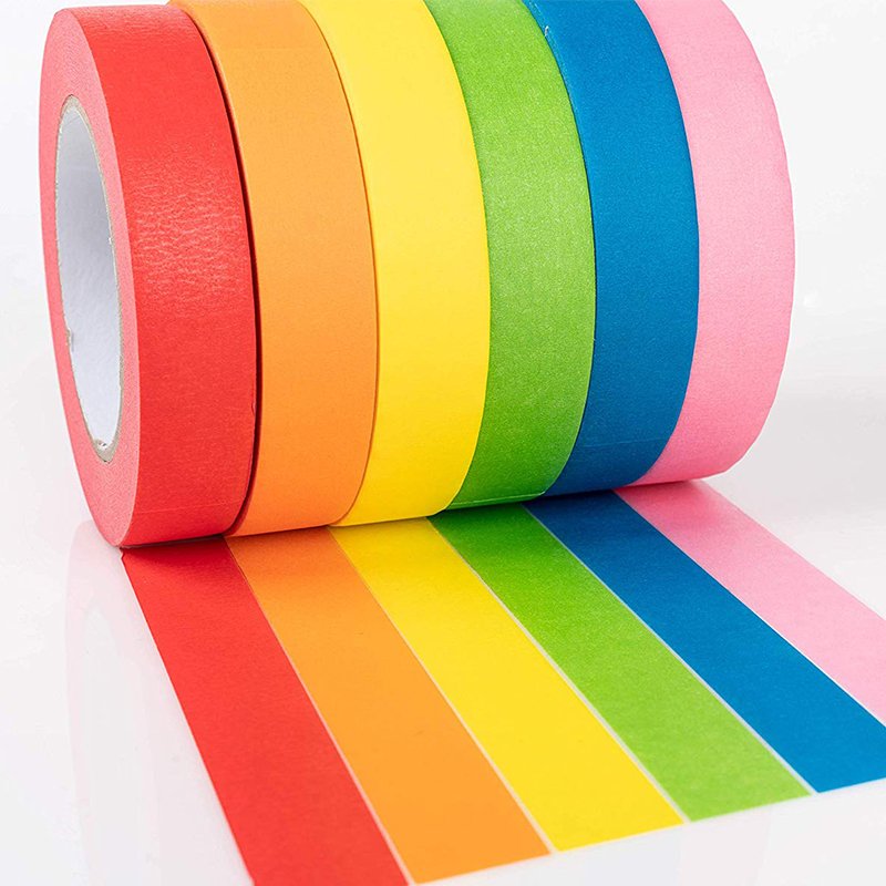 Paper Wall Paint Multi Color Rubber 165U Colorful Crepe Manufacturing Masking Adhesive Tape