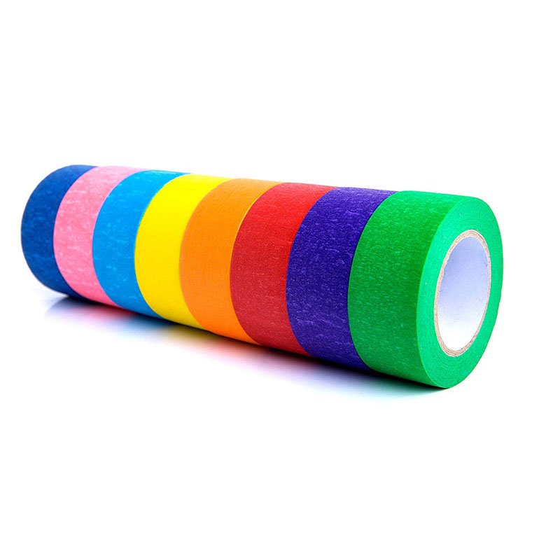 Paper Wall Paint Multi Color Rubber 165U Colorful Crepe Manufacturing Masking Adhesive Tape