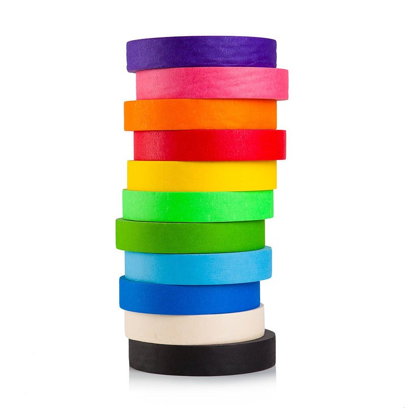 Paper Wall Paint Multi Color Rubber 165U Colorful Crepe Manufacturing Masking Adhesive Tape