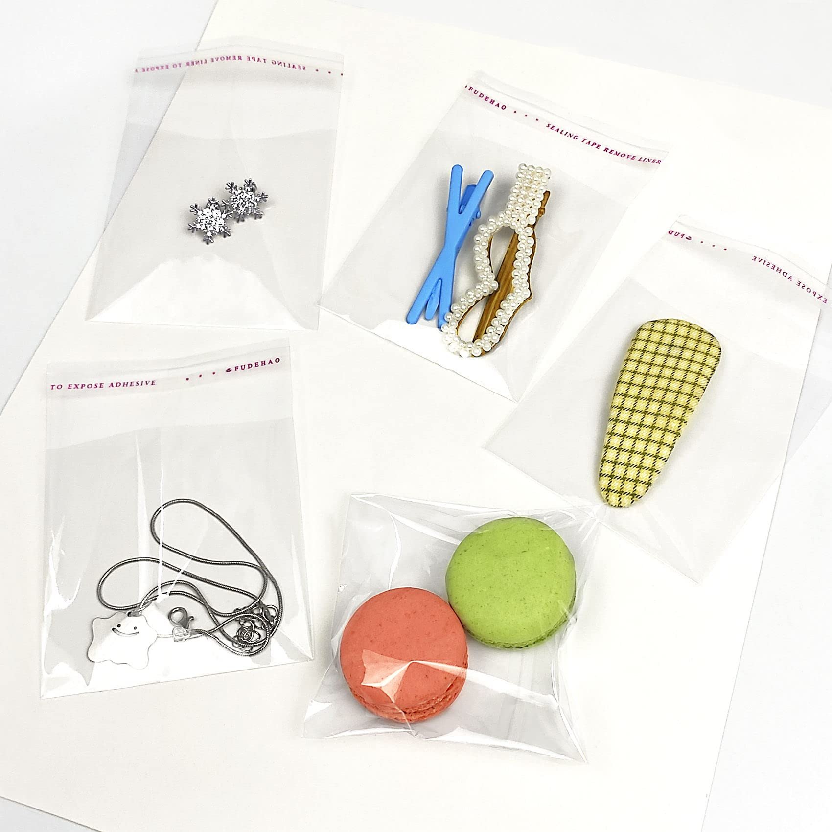 Custom Printed Logo Transparent Plastic Packaging OPP Bag Clear Self-Adhesive Cookie Candy Cellophane Bags With Adhesive