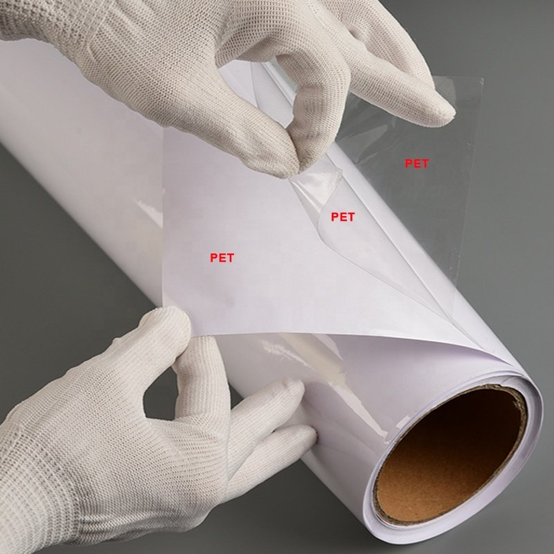 Clear PET Double Sided Adhesive Cold Lamination Film Double Sided Mounting Film For Acrylic Lenticular Sheet