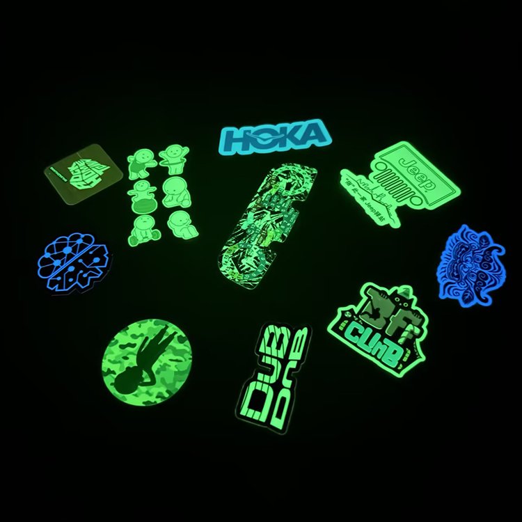 high quality fluorescence color adhesive label printing kiss cut luminous stickers glow in the dark die cut sticker