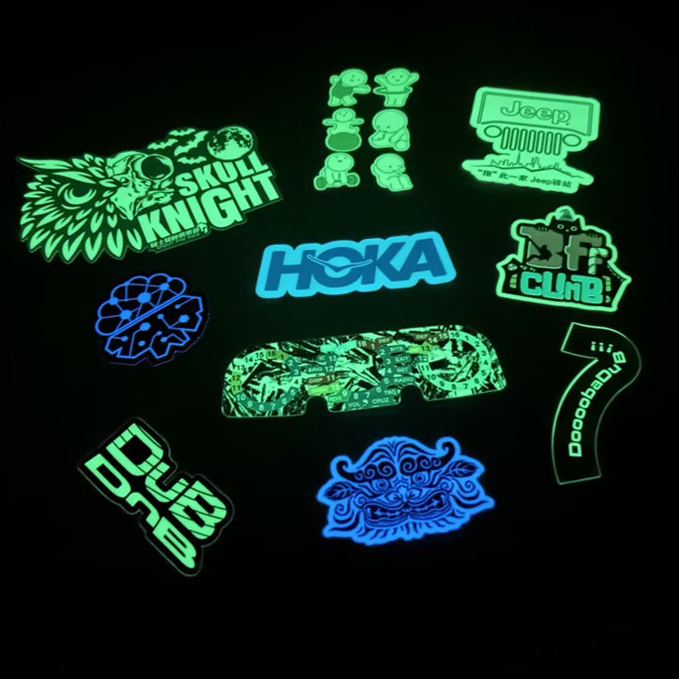 high quality fluorescence color adhesive label printing kiss cut luminous stickers glow in the dark die cut sticker