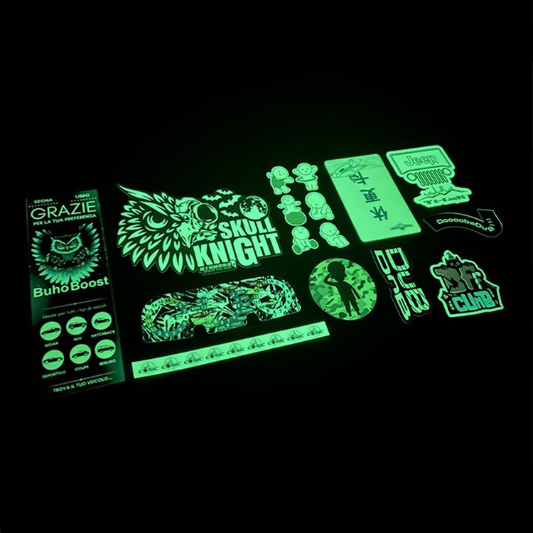 high quality fluorescence color adhesive label printing kiss cut luminous stickers glow in the dark die cut sticker