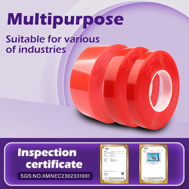 4965 Red Liner Super Clear Double Sided Polyester Acrylic Adhesive PET Tape Supplier