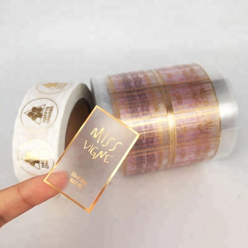 Wholesale Custom Printing Roll Matt Transparent Labels Clear Gold Foil Self Adhesive Private Sticker