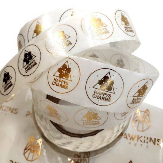 Wholesale Custom Printing Roll Matt Transparent Labels Clear Gold Foil Self Adhesive Private Sticker