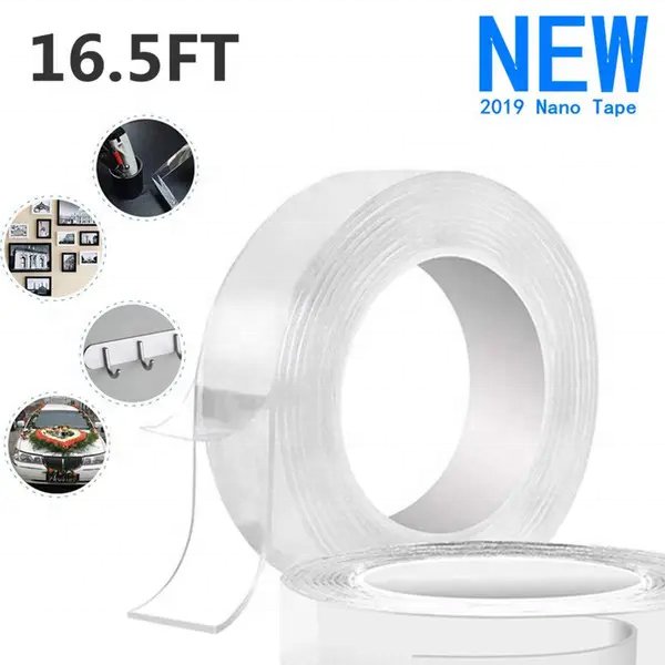 Reusable Transparent Nano Adhesive Tape Strong Wall Double Sided Washable Masking Tape for Home and Office