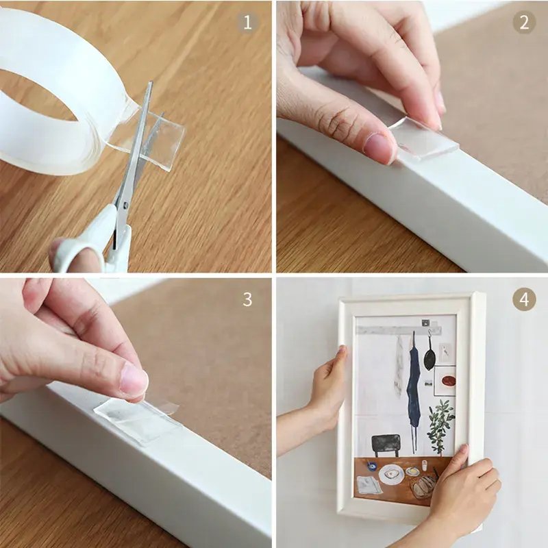 Reusable Transparent Nano Adhesive Tape Strong Wall Double Sided Washable Masking Tape for Home and Office