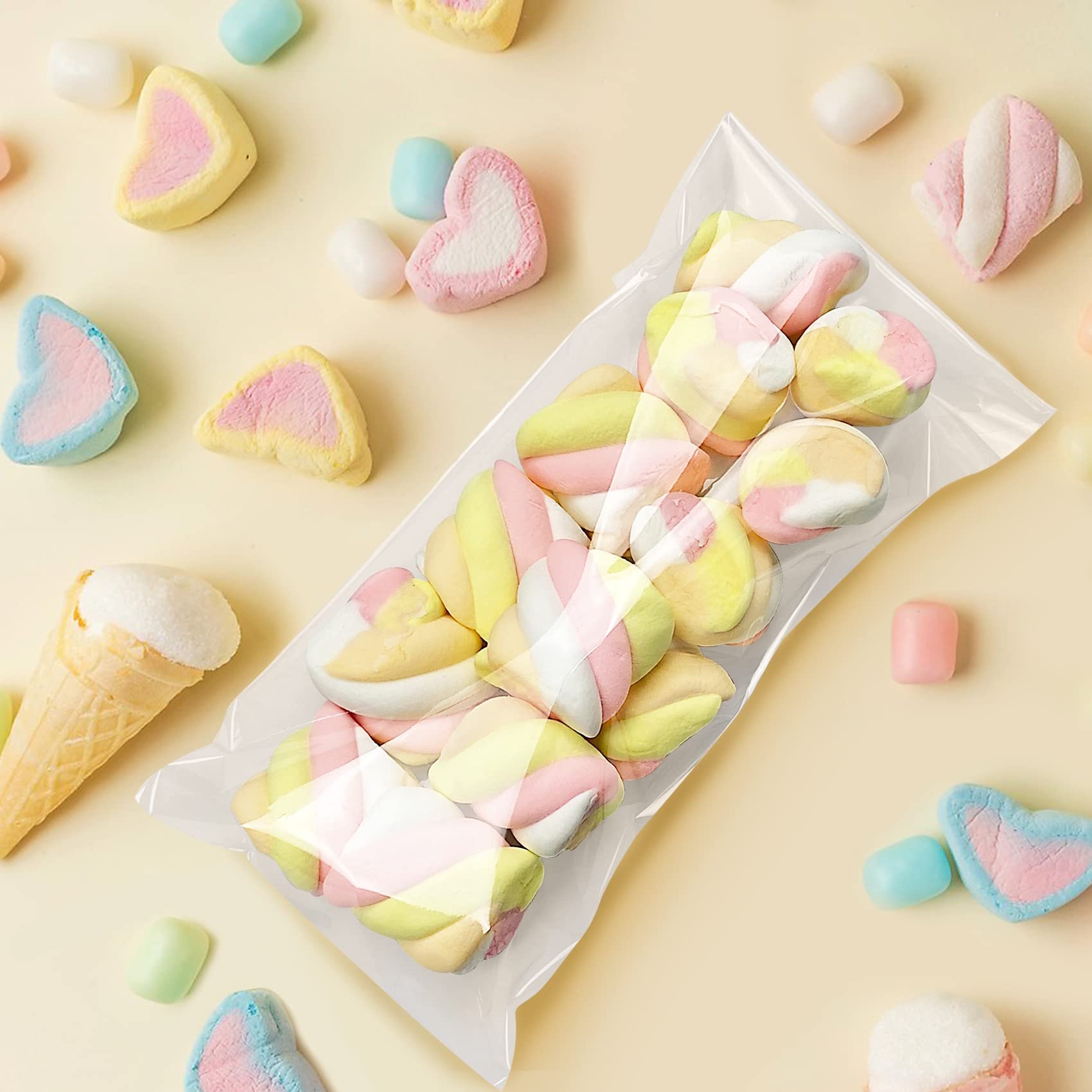 Custom Printed Biodegradable Clear Self Adhesive Seal Packaging Packing Bags Cellophane Bags For Sweet Cookie Candy Snacks