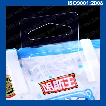 Hot Sale Clear Transparent Plastic PVC Self Adhesive Hooks Sheet Form Euro Hole Hang Tabs with Adhesive Backs For Packaging