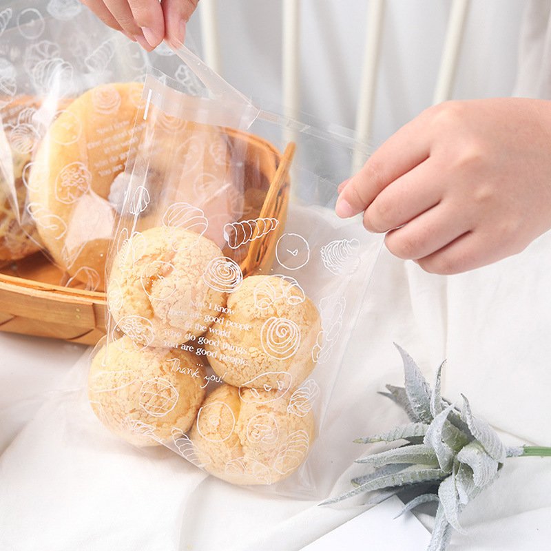 Custom Printed OPP Plastic Candy Biscuits Cookie Self Adhesive Seal Gift Food Bread Packaging Bags