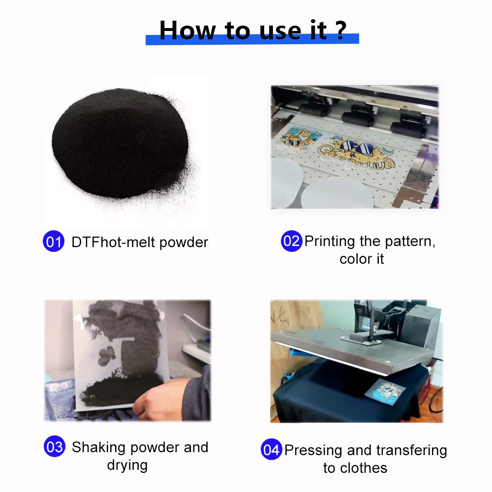 Hongcai dtf heat transfer printing clothes black anti-sublimation dtf tpu hot melt powder DTF adhesive