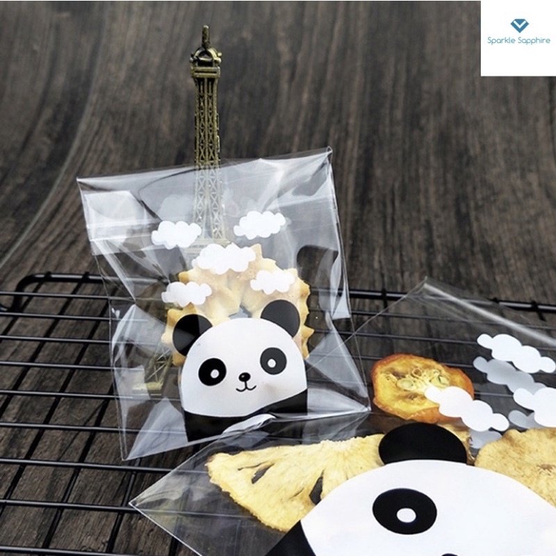 customizable cute clear Panda candy cookie Plastic packaging bags cupcake wrapper self adhesive Bread Baking bag