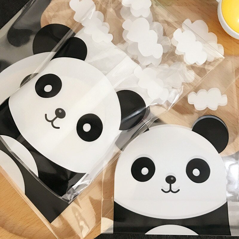 customizable cute clear Panda candy cookie Plastic packaging bags cupcake wrapper self adhesive Bread Baking bag
