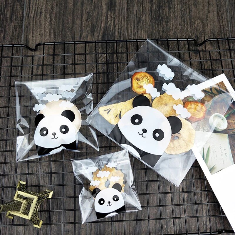 customizable cute clear Panda candy cookie Plastic packaging bags cupcake wrapper self adhesive Bread Baking bag