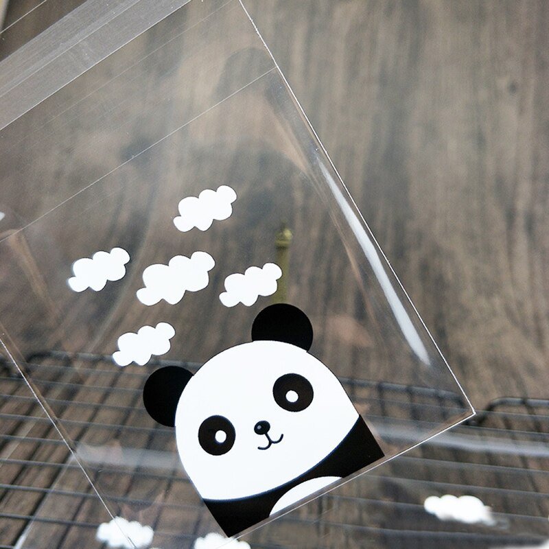 customizable cute clear Panda candy cookie Plastic packaging bags cupcake wrapper self adhesive Bread Baking bag