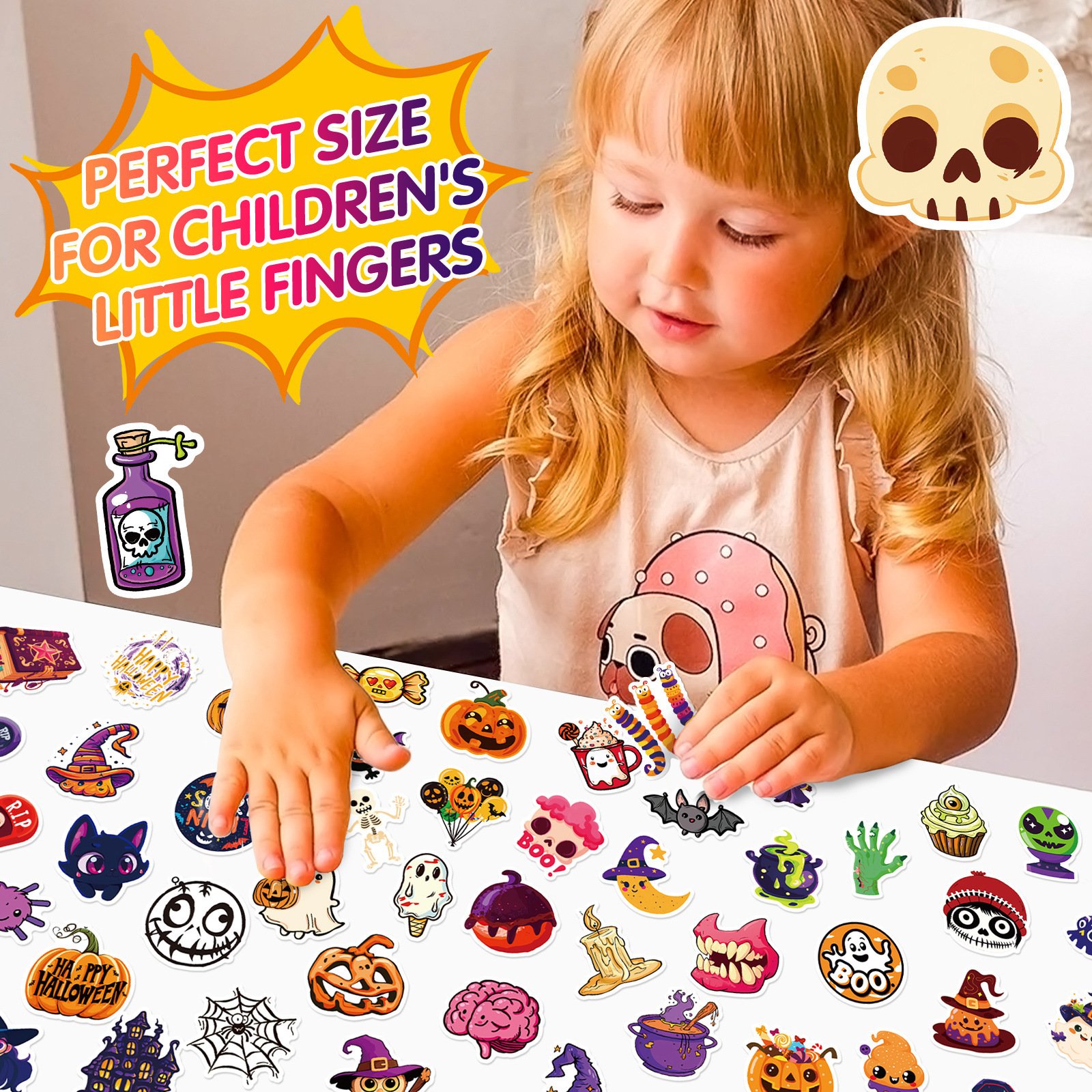 Halloween DIY Luggage & Laptop Stickers Cute Ghost Spider Bat Cartoon Doodles Adhesive Paper & Film for Personalization