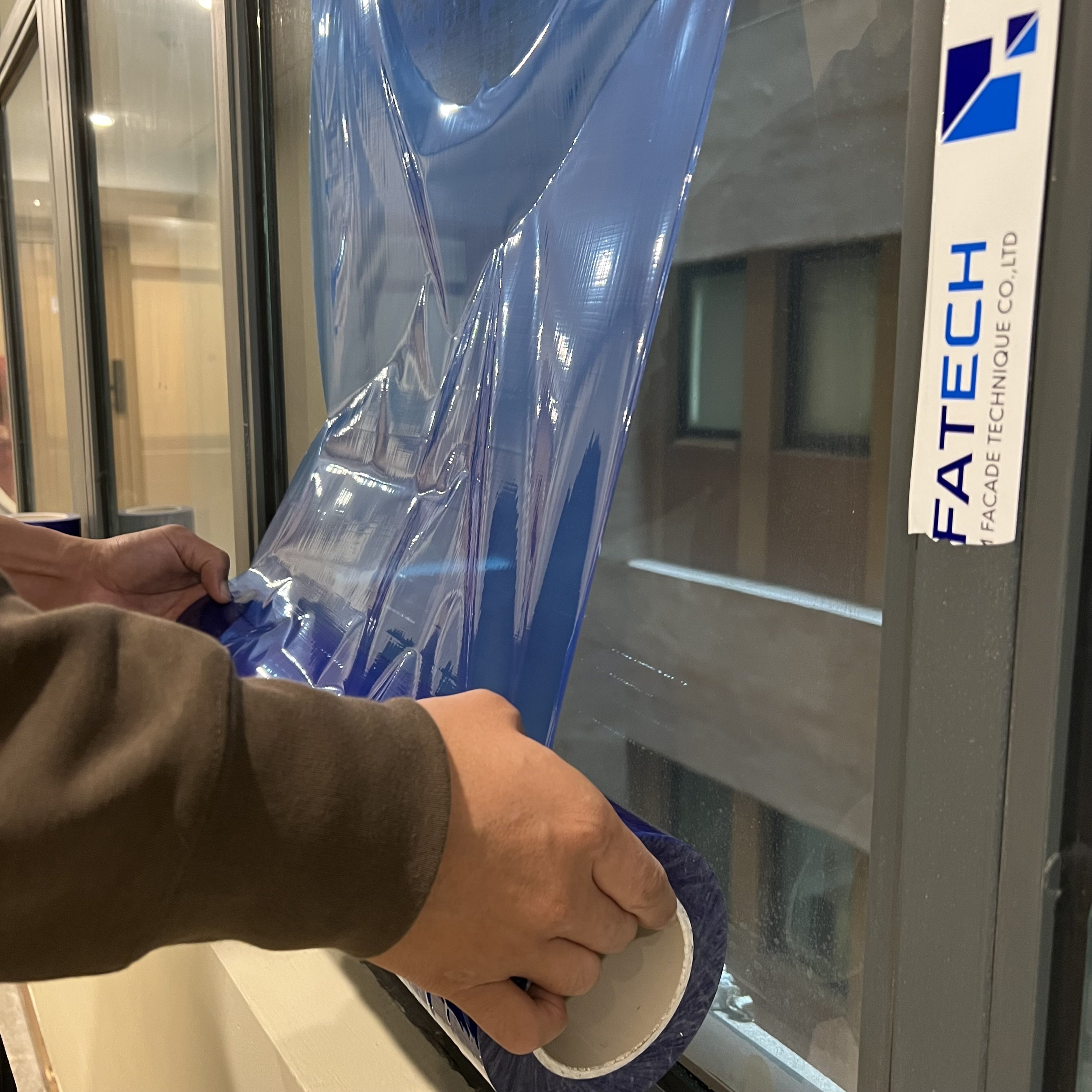 Clear Adhesion Blue Temporary Window Protection Film custom manufacturer