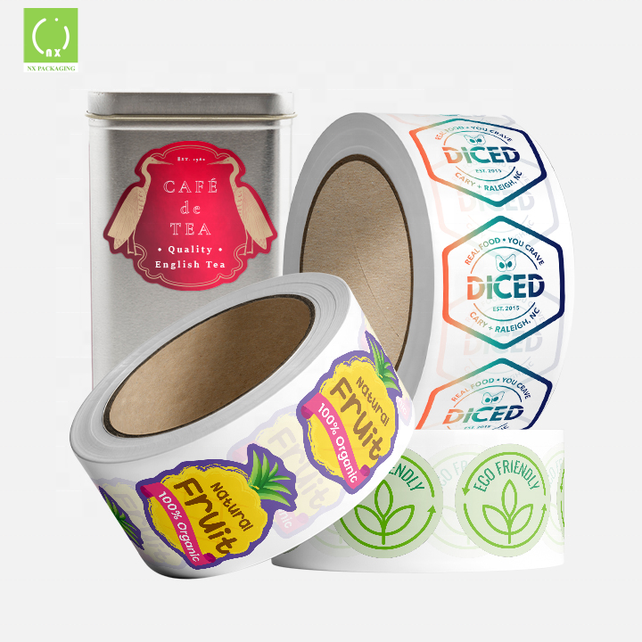 Cheap Custom Brand Name Printing Logo Adhesive Roll Vinyl Labels Stickers for Packaging
