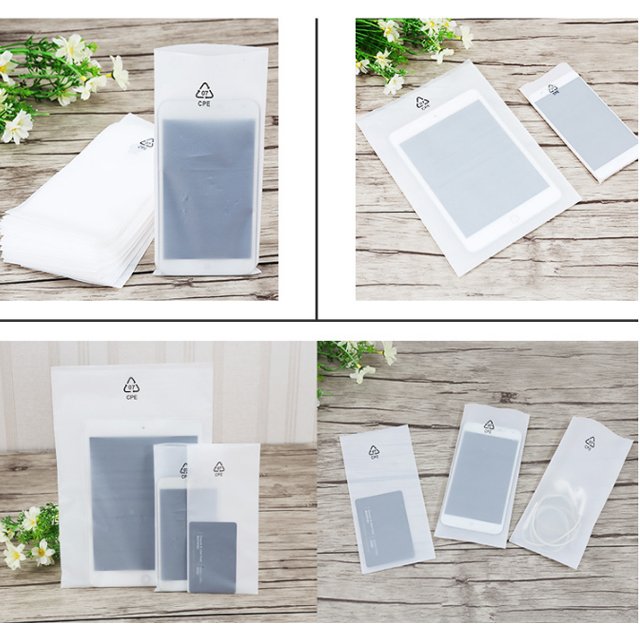 Wholesale frost Transparent self adhesive CPE plastic bag for phone accessories