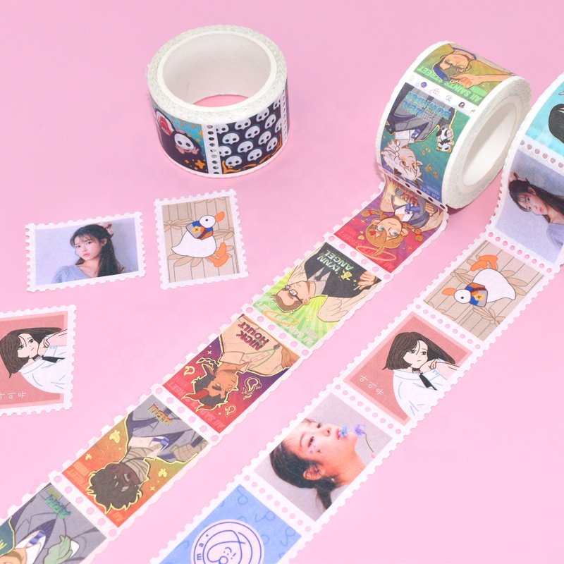 Custom CMYK Colorful Waterproof Adhesive Stamp Masking Washi Tape