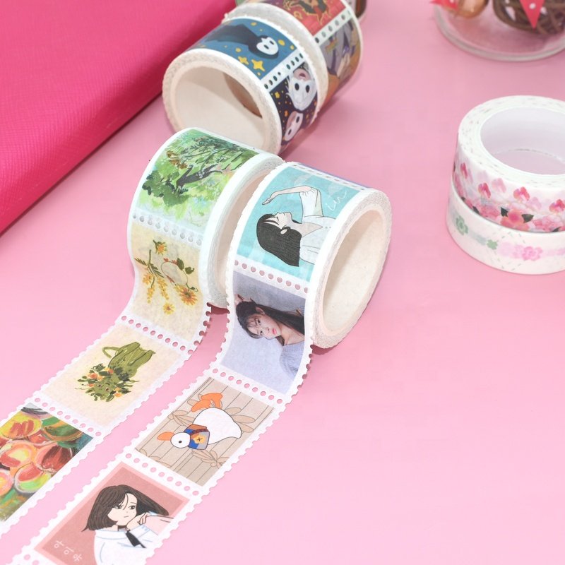 Custom CMYK Colorful Waterproof Adhesive Stamp Masking Washi Tape