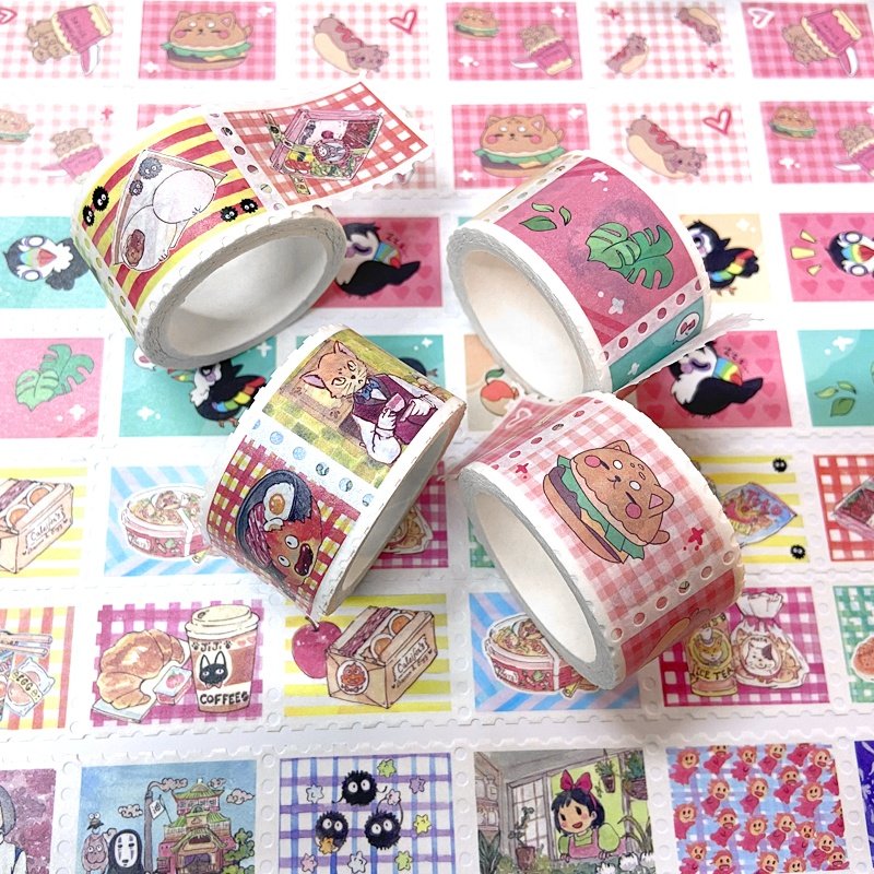 Custom CMYK Colorful Waterproof Adhesive Stamp Masking Washi Tape