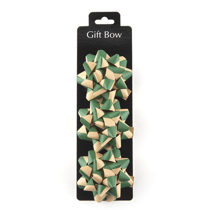 Wholesale High Quality 3inches 3PK Kraft Paper Self Adhesive Ribbon Bow for Christmas Gift Box Packing